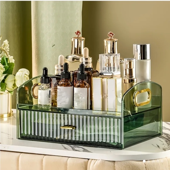 NEW Green Acrylic Set Jewelry Earring Rings Makeup 360 Organizer Pill Organized - Picture 5 of 6